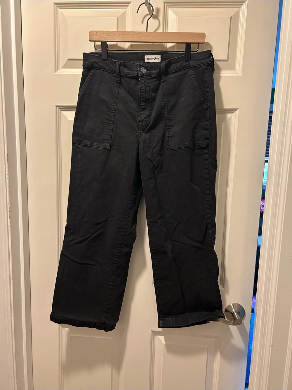Studio Blue Black Cropped Wide Leg Pants